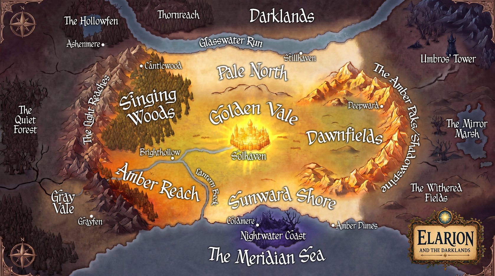 Map of Elarion and the Darklands